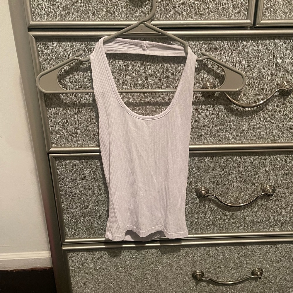 Crop top halter white tank top